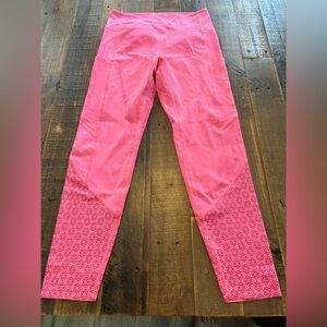 Ziya Active size 6-8 neon coral flower power Leggings with pockets